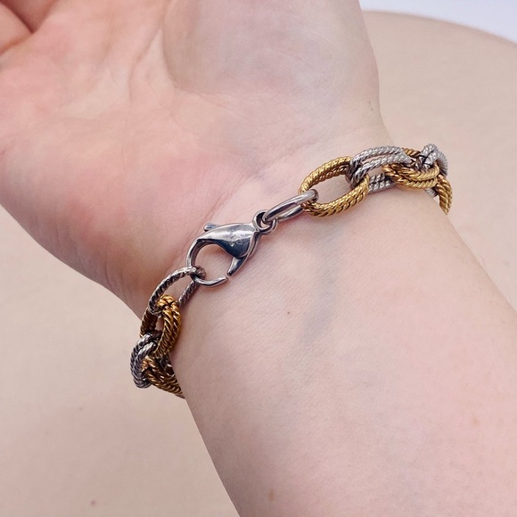 EUC Silver & Gold Plated Double Link Bracelet - Picture 4 of 16